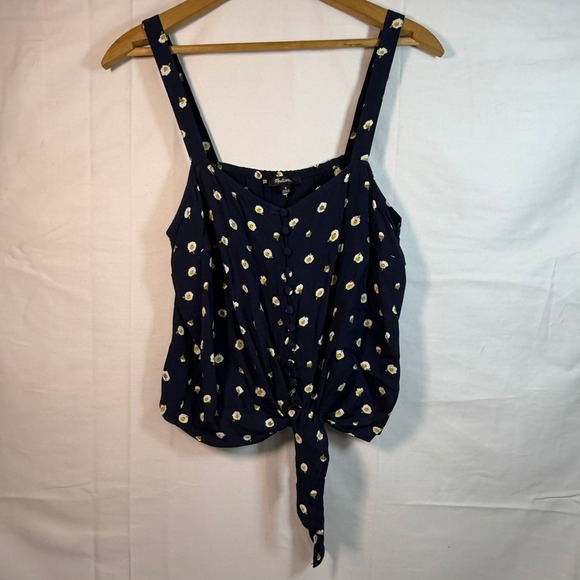 Madewell Daisy Tank Top Button Front Tie‎ Waist Casual Blue Size M - Picture 1 of 5